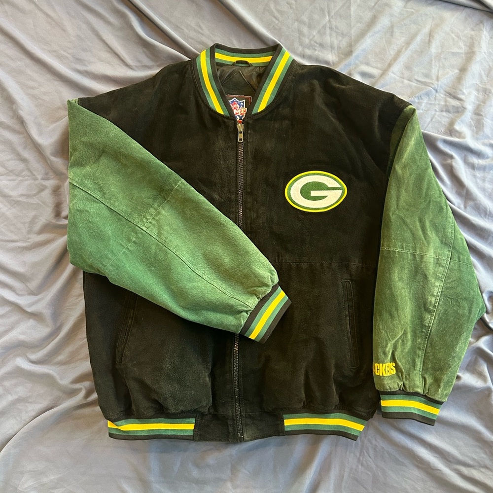 Official NFL / Green Bay Packers / Game Day 100% Leather Varsity Jacket LIKE NEW - Picture 3 of 13